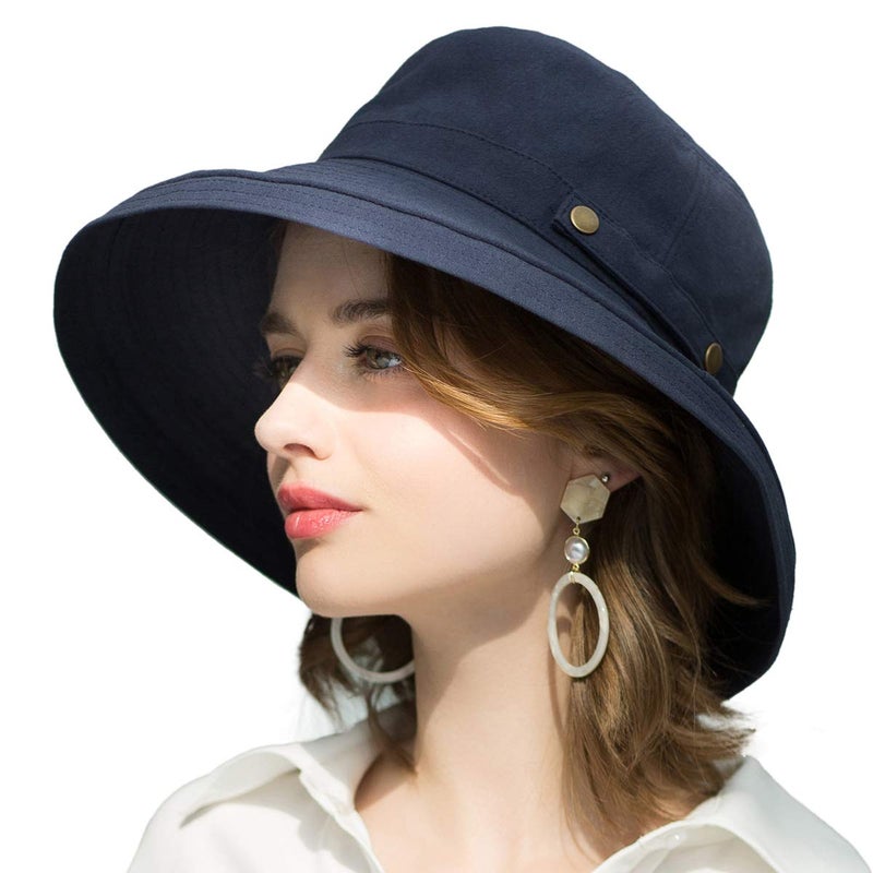 SOMALER Womens Cotton Wide Brim Sun Hats UPF55+ UV Packable Beach Hat Summer Bucket Cap for Travel - Image 1